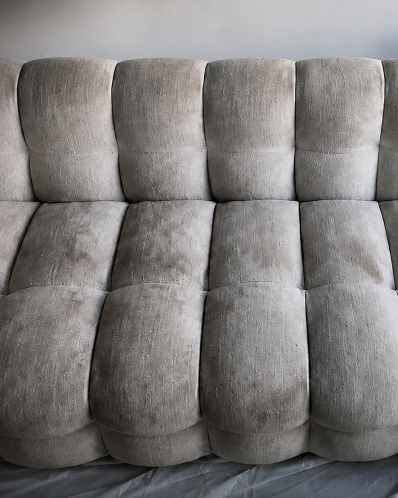 Canapé d'angle beige avant nettoyage Cosmova